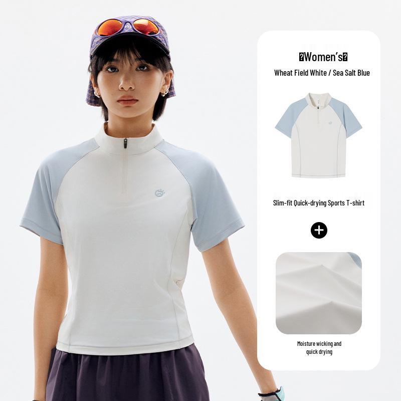 FX Outdoor Women s Sun Protection Quick-Dry Ice Silk Half-Zip Short-Sleeve T-Shirt XL