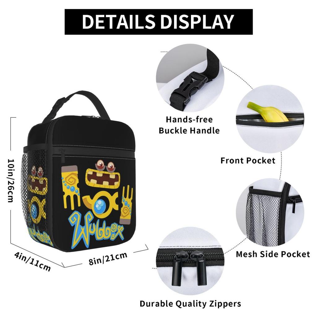 Wubbox My Singing Monsters Insulated Lunch Bag for Women Kids Portable Food Boxes Thermal Lunch Box Tote