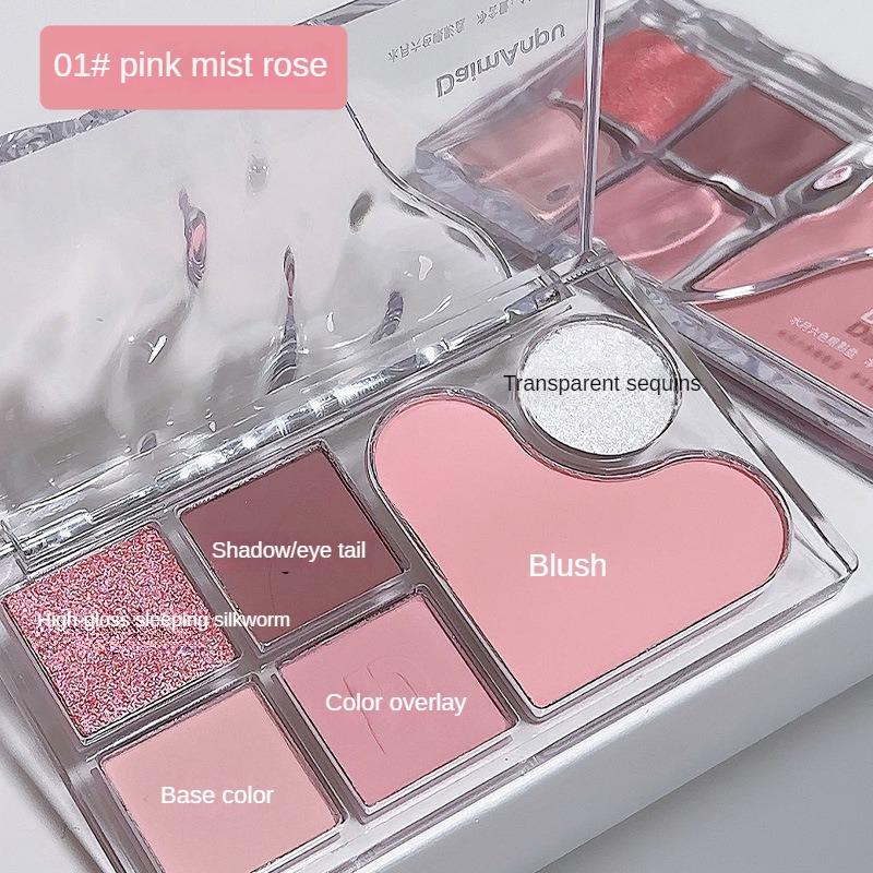 

Шестицветная палитра теней для век, румяна, хайлайтер, жемчужные матовые, тонкие мерцающие тени для век, доступный макияж