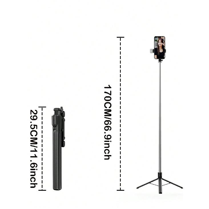 67-inch Selfie Stick with Reinforced Tripod Multifunctional Retractable Portable Cell Phone Tripod with Remote Control 7