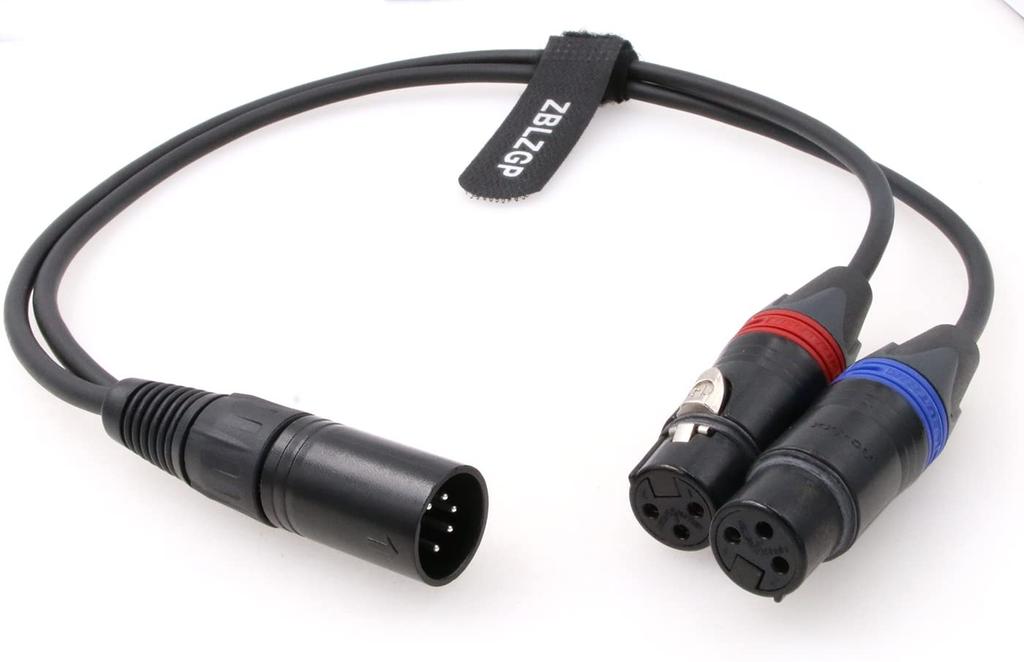 ZBLZGP Dual 3-Pin XLR Female To 5-Pin XLR Male 2-Channel Audio Input Cable for ARRI Alexa Camera