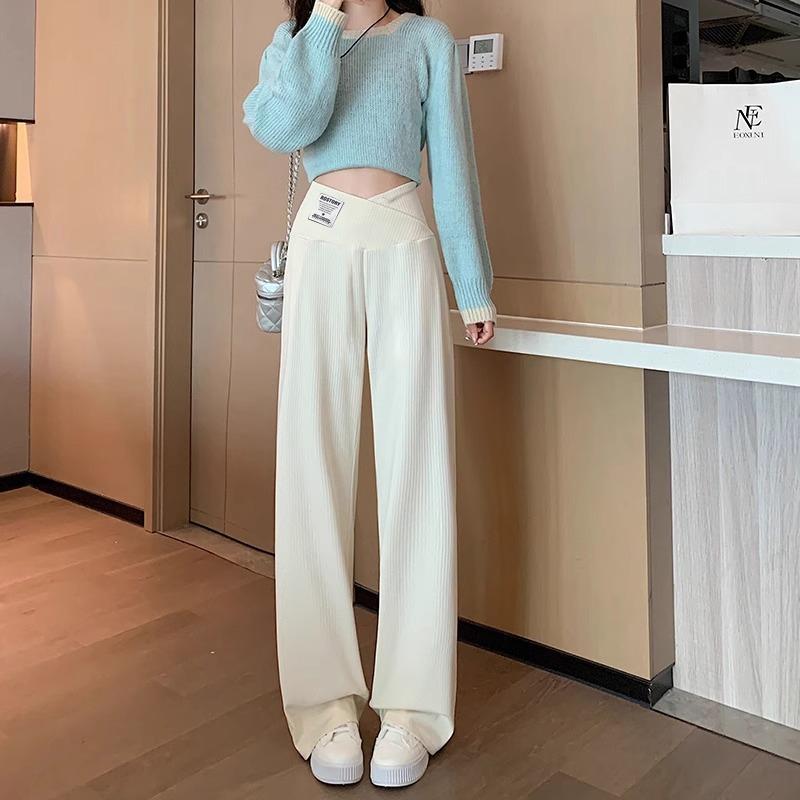 Maternity Wide-leg Pants Autumn and Winter Loose Straight Maternity Pants Winter Thickened Thermal Casual Pants