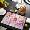 Pink Peony Flower Romantic Fresh Placemats Linen Washable Non Slip Heat Resistant Table Mats for Kitchen Dining Decor
