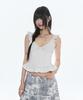 Chelikwili Dot Ribbon Frill Sleeveless - White