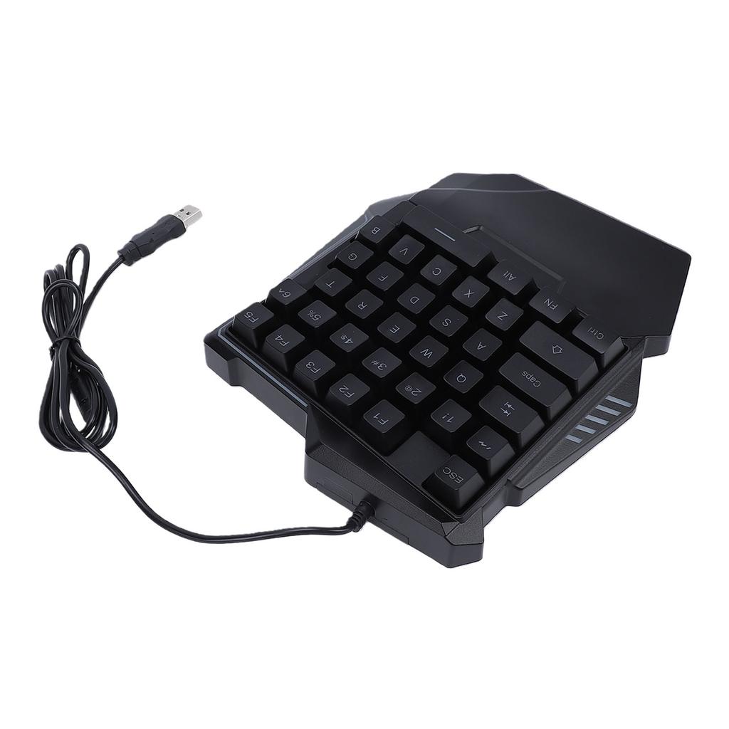 One Handed Gaming Keyboard RGB Backlight 35 Keys Ergonomic USB Portable Wired Gaming Keypad with Wrist Rest