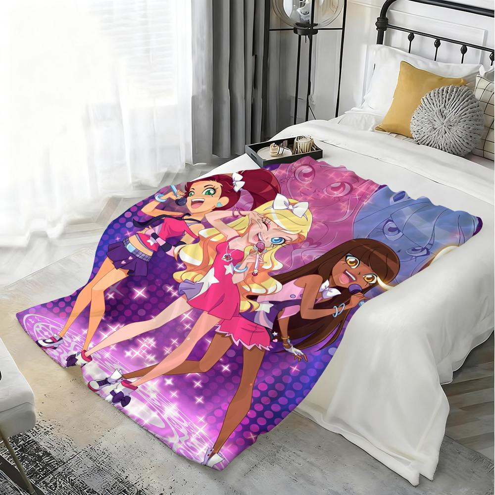 Süßer Cartoon L-LoliRock Wurf Weiche Flanelldecke Warm Knie Hautfreundlich Überwurf für Sofa Büro Bett Reisen Winter Übergröße