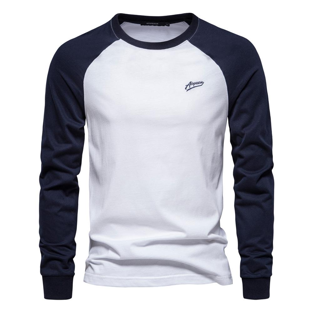 Raglan Sleeve Men's Bottoming Shirt Long Sleeve Splicing T-shirt Men's Casual Men's Cotton T-shirt