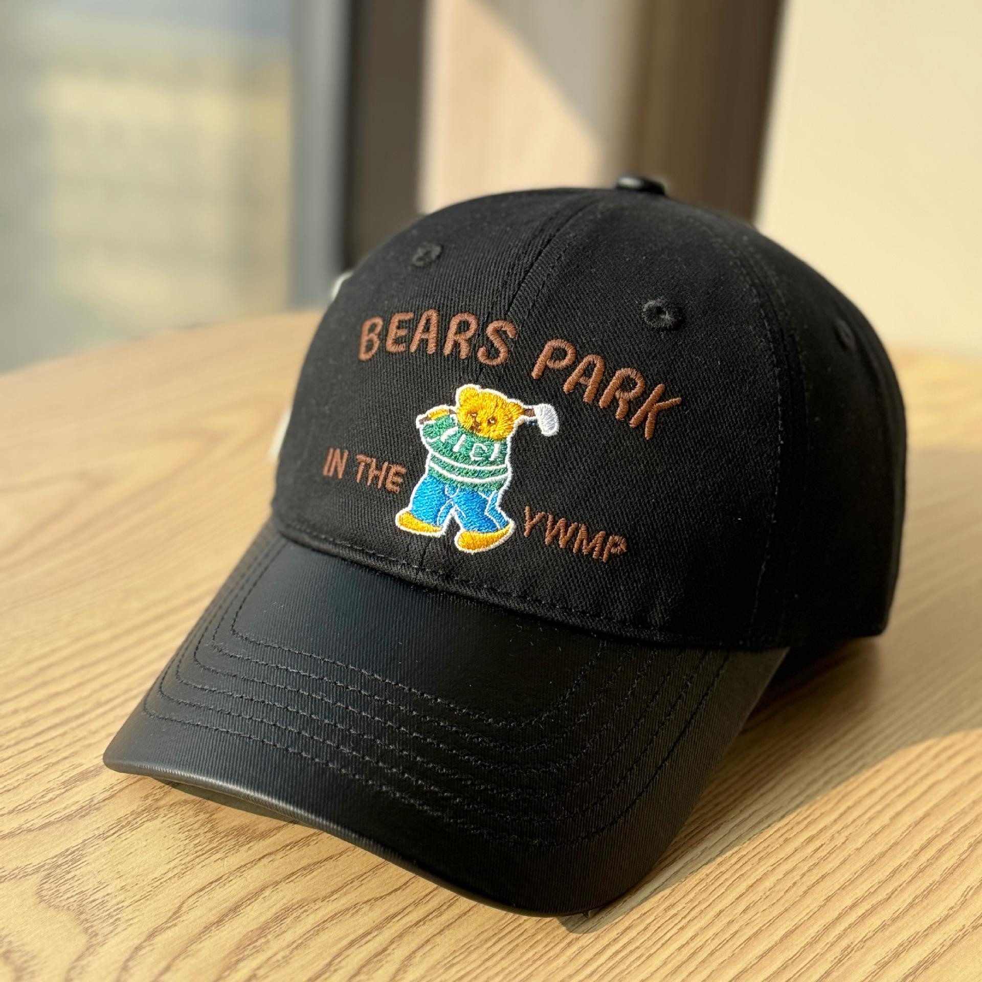 

Versatile women s hat with cute cartoon bear embroidery, suitable for spring and autumn, sun-shading soft-top baseball cap for shopping and casual Adult54-60Adjustable чёрный