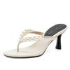 72903 high-heeled slippers women's stiletto summer 2025 new outer herringbone cool slippers pearl pinch sandals
