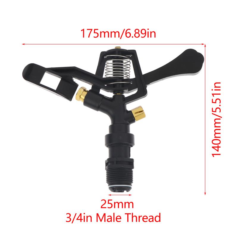 Plastic Rocker Arm Double Spray Lawn Irrigation Nozzle 3/4" Male Thread 360 Degree Angle Rotating Sprinkler Head For Garden
