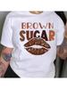Wounisex T-Shirt Lips & Letters Brown Sugar Printing Short Sleeve Casual Loose Street Tops Summer Fashion Sporty Clothes