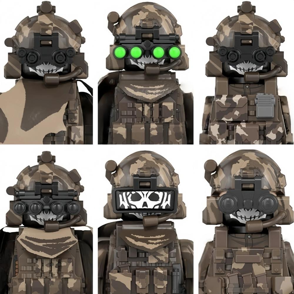 WM Vojenské Armádní Figurky Stavební Kostky SWAT Ghost Commando Voják Speciálních Sil Zbraně Pistole Klobouk Štít Opasek Mini Kostky Hračka