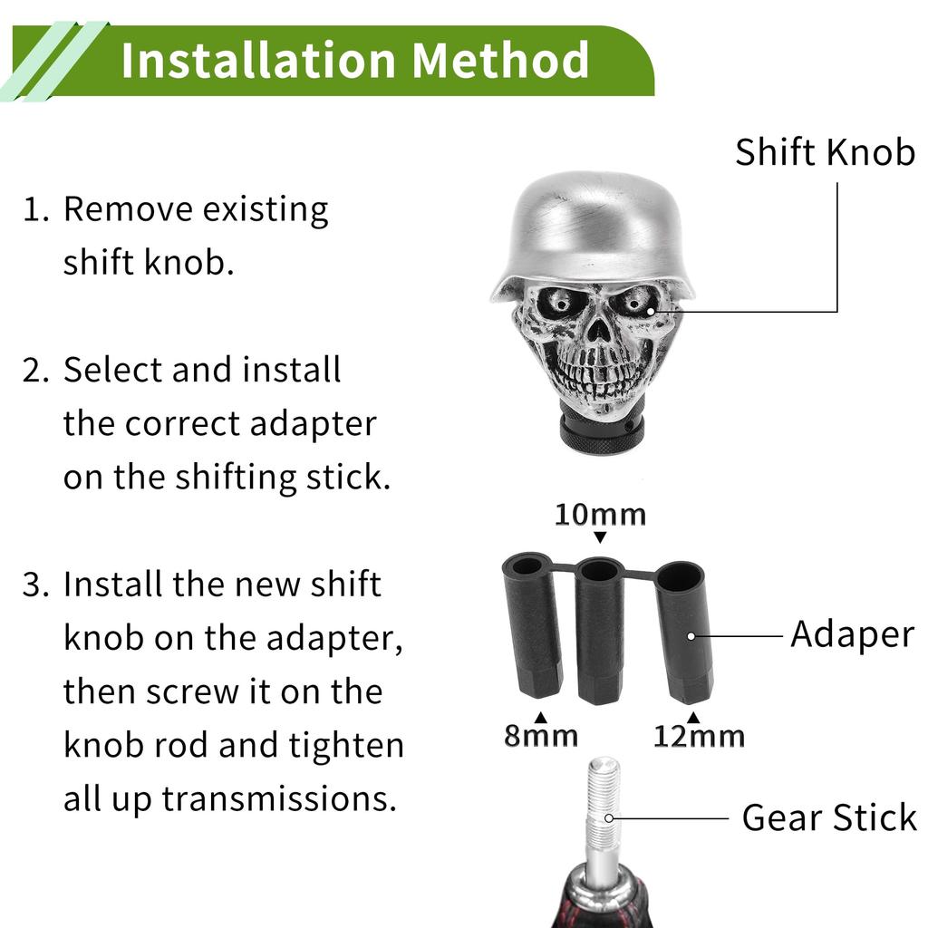 HOPESPANNER 8.6cm Skull Shift Knob Universal Gear Shift Knob Resin Stick Shifter Lever Knob