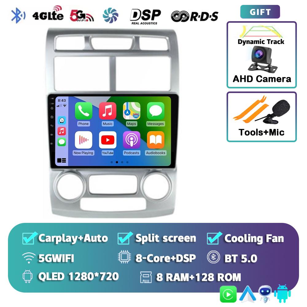 Android 14 Carplay Auto For KIA Sportage 2004 - 2007 Car Radio 4G+WIFI Player Multimedia Stereo 360 Camera Navigation Video GPS