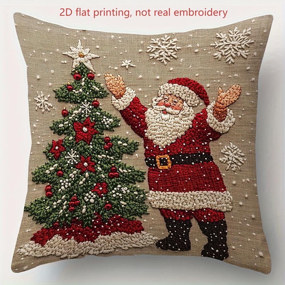 Christmas Pillowcase: Snowman, Reindeer, Bunny and Santa Claus Pattern New Year Home Decoration 2d Flat Printing