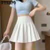 Pleated Skirt A-line High Waist Women Back Zipper Built-in Anti-light Safety Pants Slim Black Grey Hotswet Preppy Style Casual