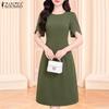 Women Casual Round Neck Summer Short Sleeve Dress