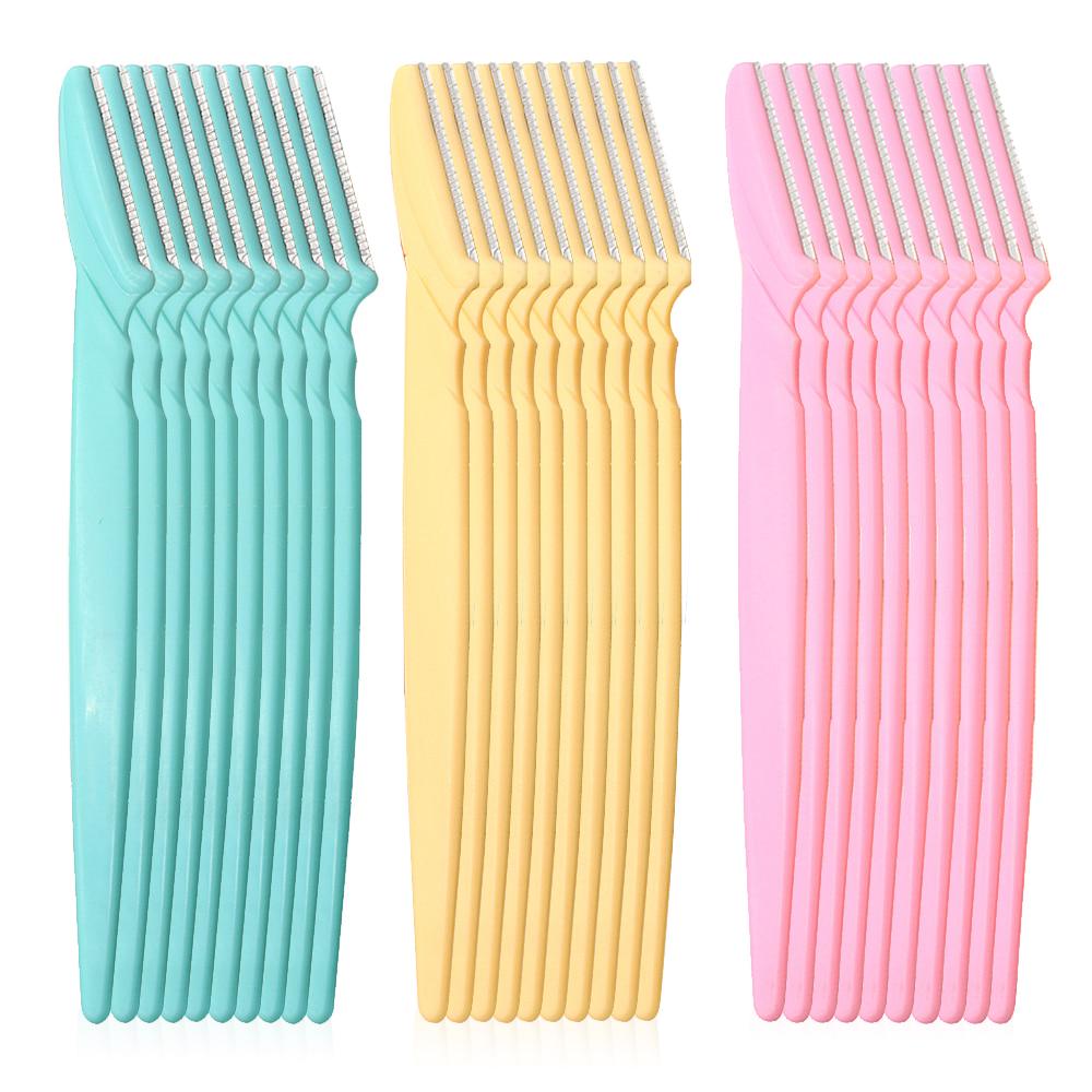 30 ცალი/პაკი პატარა პროფესიონალური ტრიმერი უსაფრთხო პირი ფორმის მიმცემი დანა წარბების პირები სახის თმის მოცილების საფხეკი საპარსი მაკიაჟის სილამაზის ხელსაწყოები