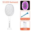 10LED Trap Mosquito Killer Lamp Electric Flies Swatter USB Rechargeable Summer Mosquito Trap Racket Anti Insect Bug Zapper 3000V