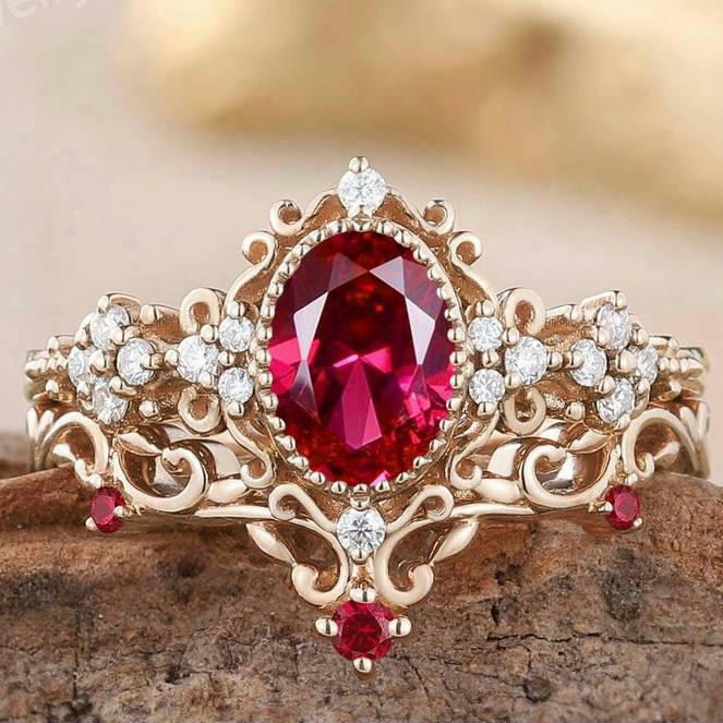 Retro Court Style Zirconia Couple Rings with Diamond-Shaped Lace Trim