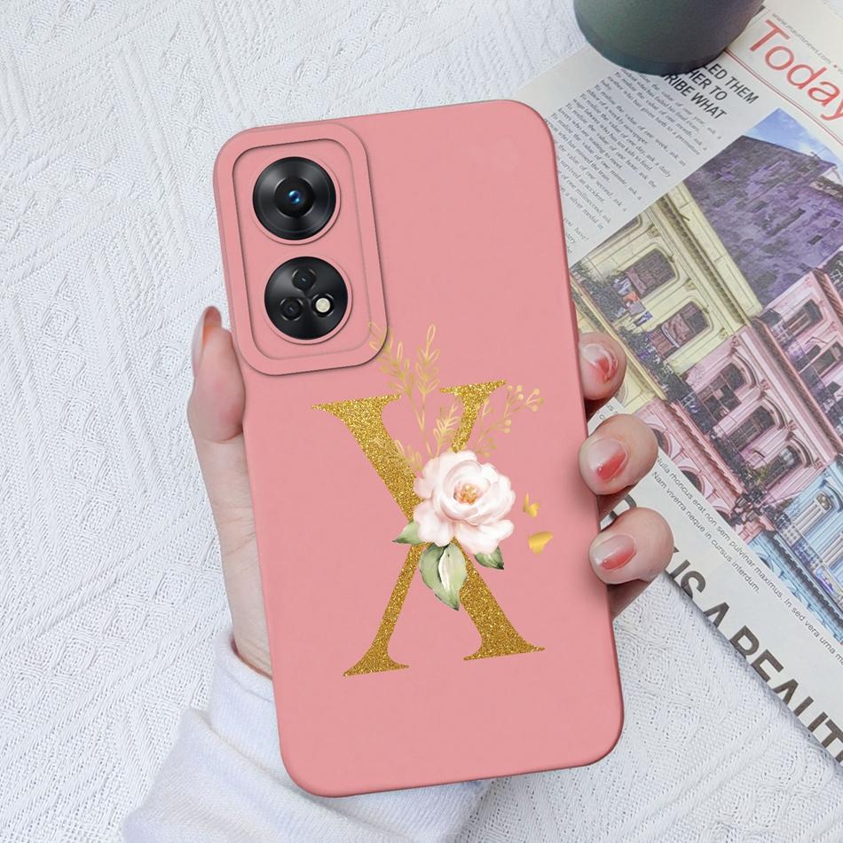 For Oppo Reno 8T 8Z Phone Case Personalized 26 Letter Liquid Silicone Anti Slip Black Cover For OPPO Reno8T 8 Z Lite Coque Funda