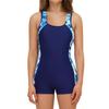 2025 Women's Conservative Boyshort One-Piece Swimsuit – Professional Patchwork Swimwear for Travel