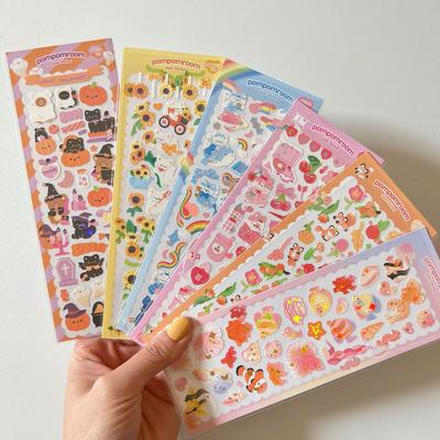 Korean Popular Hot Silver Cartoon Sticker Cute Gooka Diy Decorative Sticker Cherry Rainbow Sticker