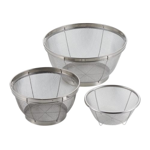 Pearl Metal 3-Piece Colander Set (15cm, 19cm, 25cm), Deep Stainless Steel, LaLa Shine, H-5327