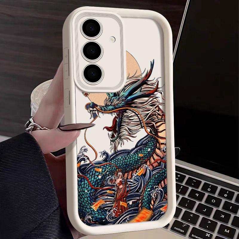Dragon Clouds Line Art Pattern Tiger S25Ultra Phone Case For Samsung Galaxy S25 S24 S23 Ultra 5G S22 S20 Plus S21 FE Cover Funda