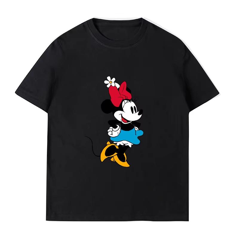 Summer New Cartoon Disney Mickey Mouse Print Couple T-shirt For Men Women Short-sleeved O-neck Tees Casual Sports Oversized  Top