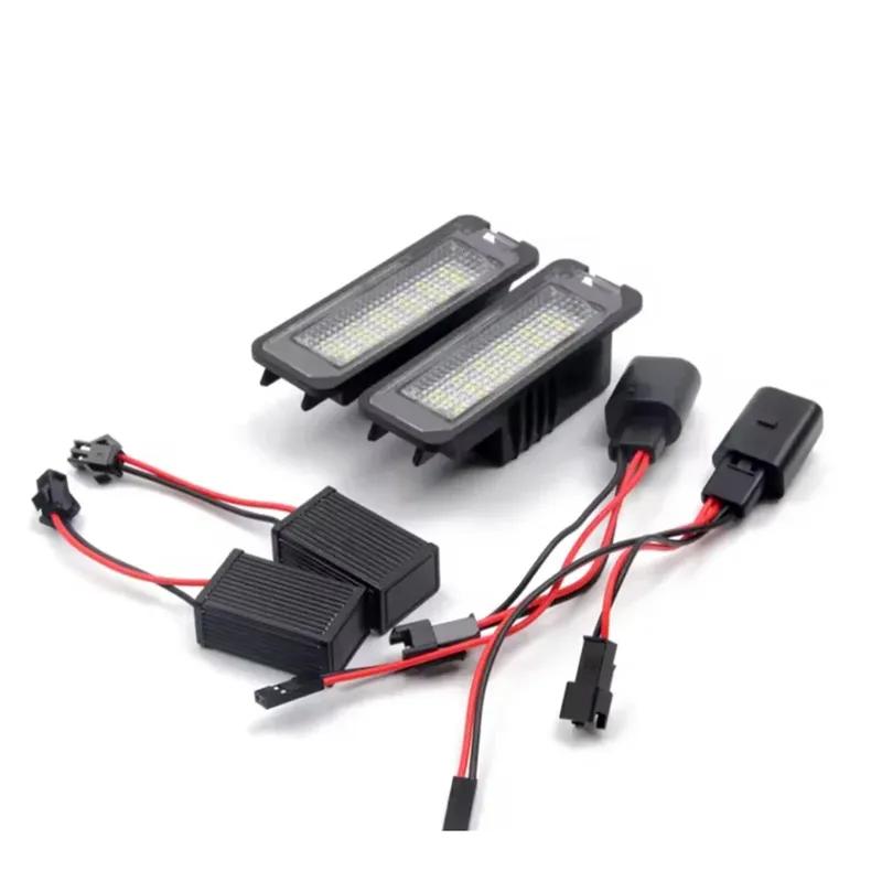 For VW LED Number License Plate Lights Lamp Golf4 5 6 7 Passat B6 CC Eos Polo Superb Seat Leon Altea CANbus No Error White
