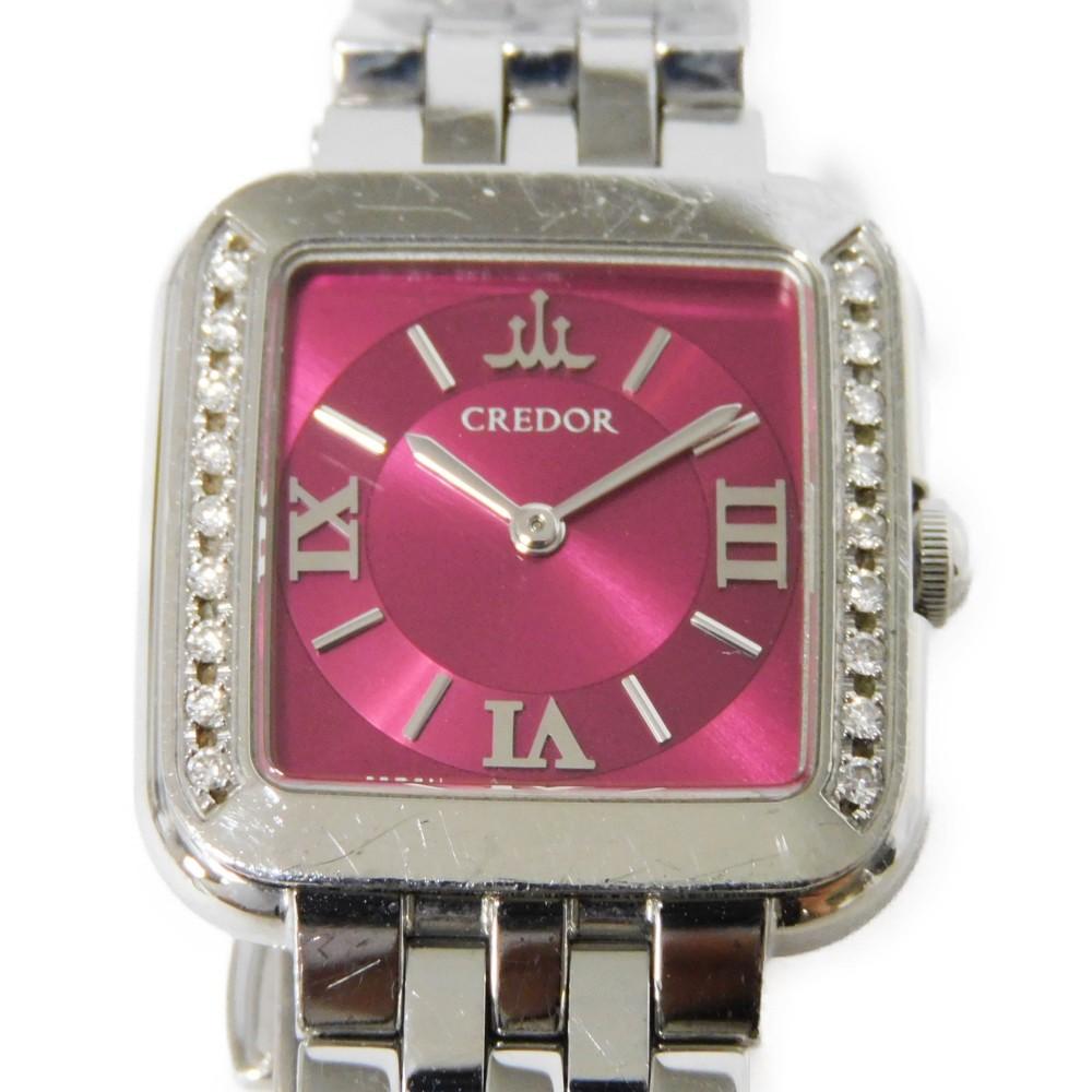 Used 10391 CREDOR Signo GSTE873/1E70-0CR0 7975 Diamond Bezel Quartz Women's from Japan AUTHENTIC