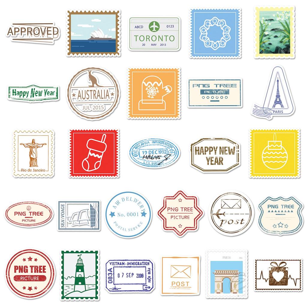 116 Retro Postmark & Fresh Cartoon Graffiti Stickers for Water Bottles - DIY Guka Style