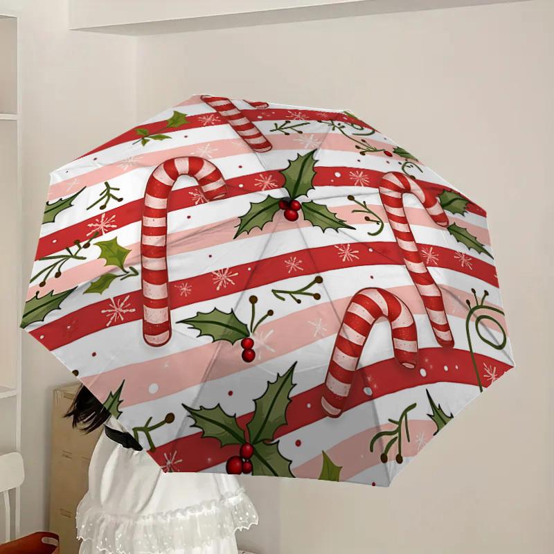 1pc Candy cane Automatic Open/Close Umbrella, Formal Events - Ideal Gift for Family or Friends, Outdoor Accessory yy251211142
