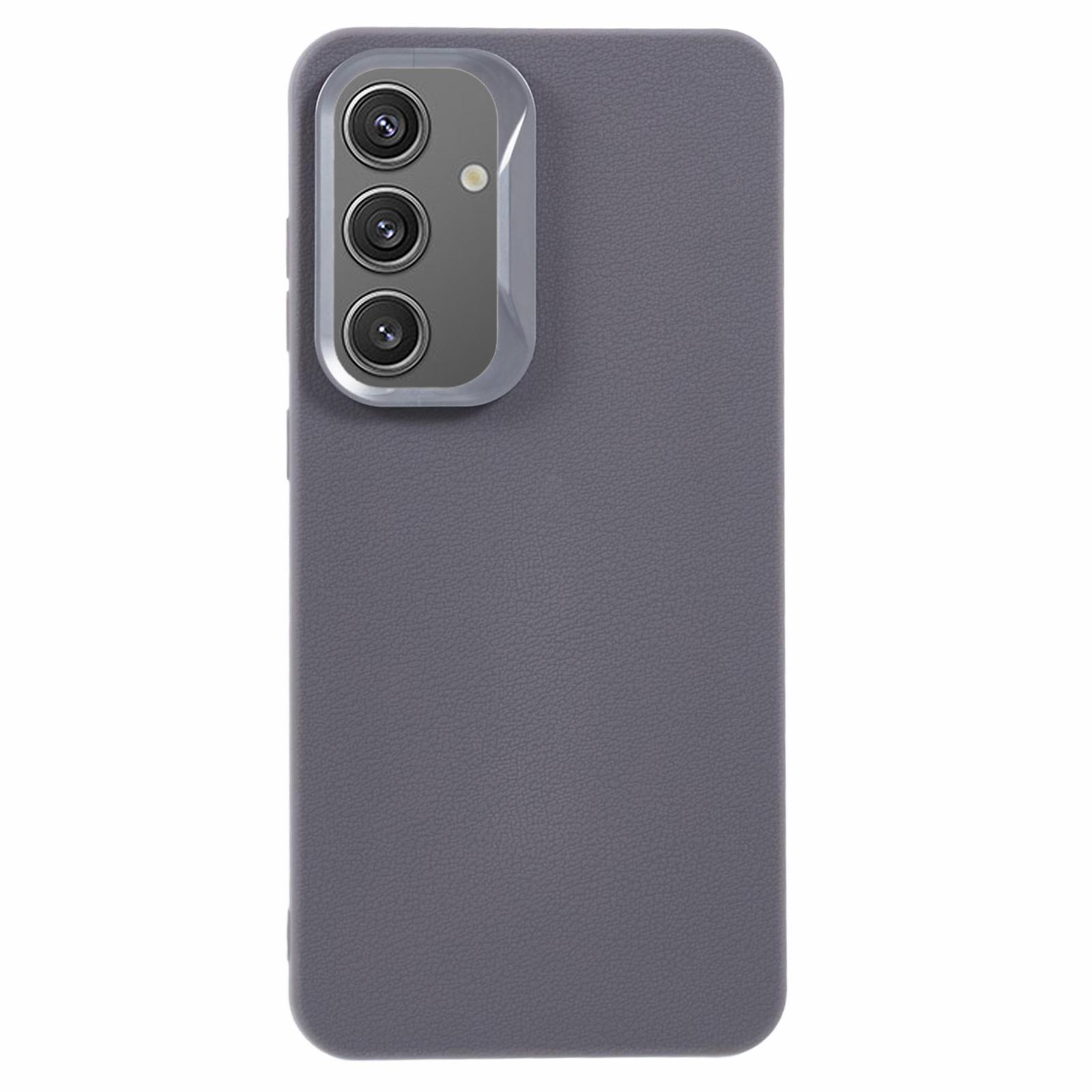

For Samsung Galaxy S24+ Case Leather Textured TPU Shockproof Phone Cover Grey
