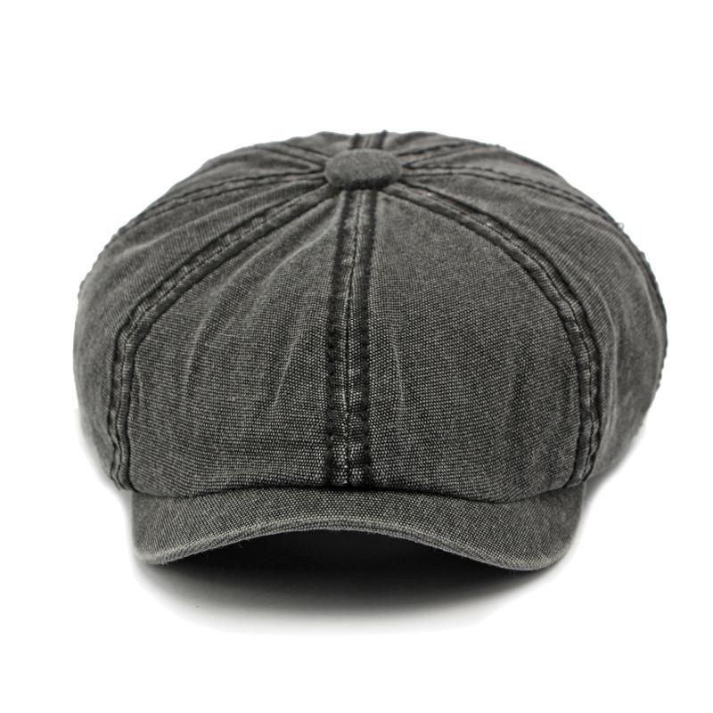 Denim Osmihranný klobouk pánský Britský baret Duck Tongue Painter Hat Retro Newsboy Hat