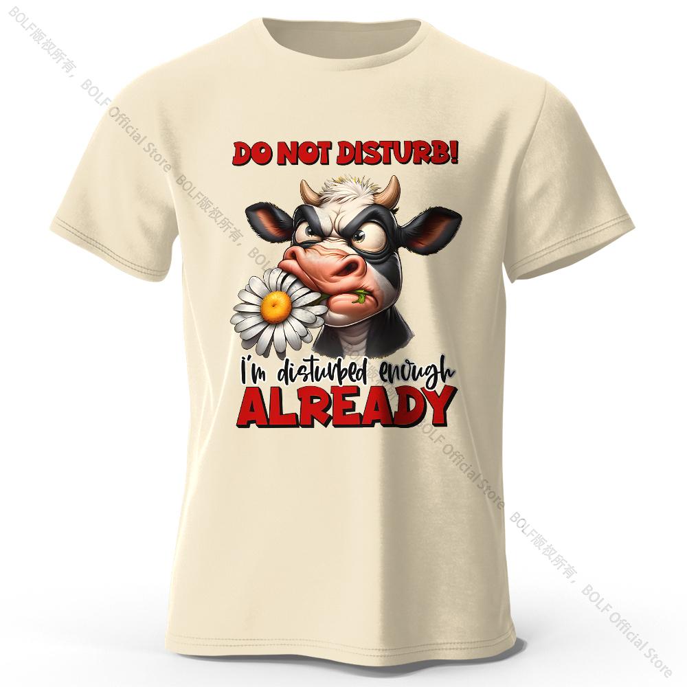 Cartoon Cow Print 100% Cotton T-Shirt, Soft & Breathable Round Neck Short Sleeve Tee, Unisex Fun & Whimsical Style