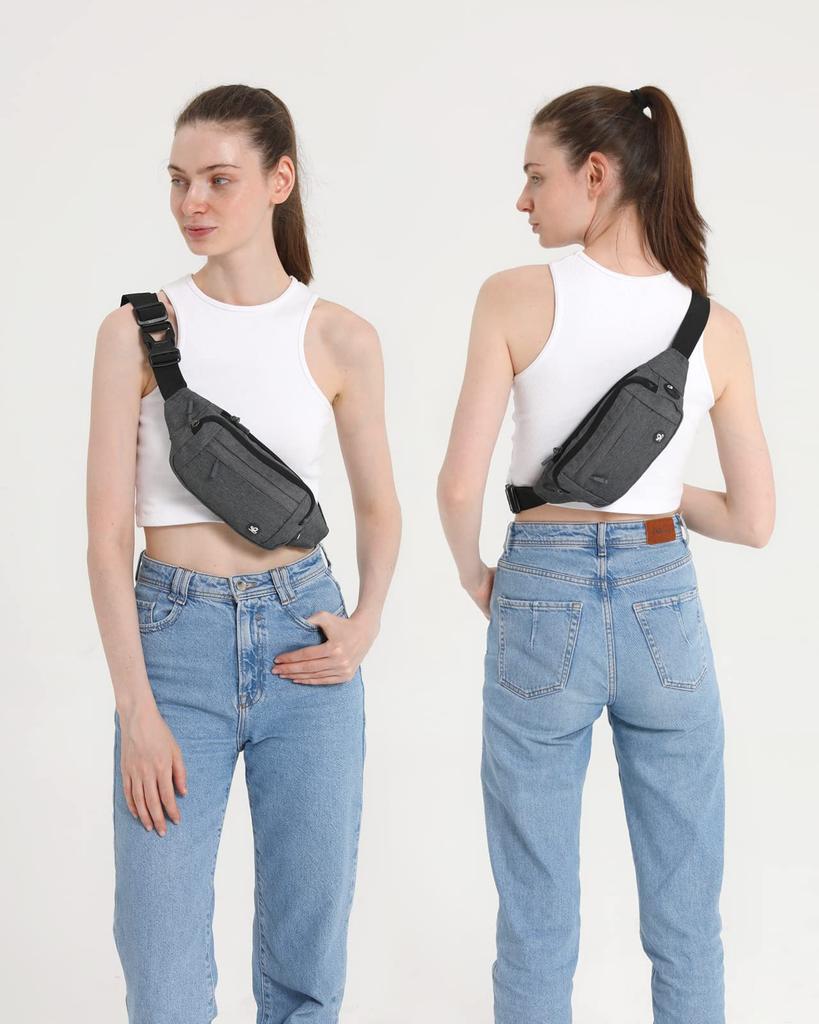 WATERFLY Waist Waist Bag for Men and with Extension Multiple Comfortable Earphone for and Gray Pouch, Women, Belt, Water-Repellent, Lightweight,
