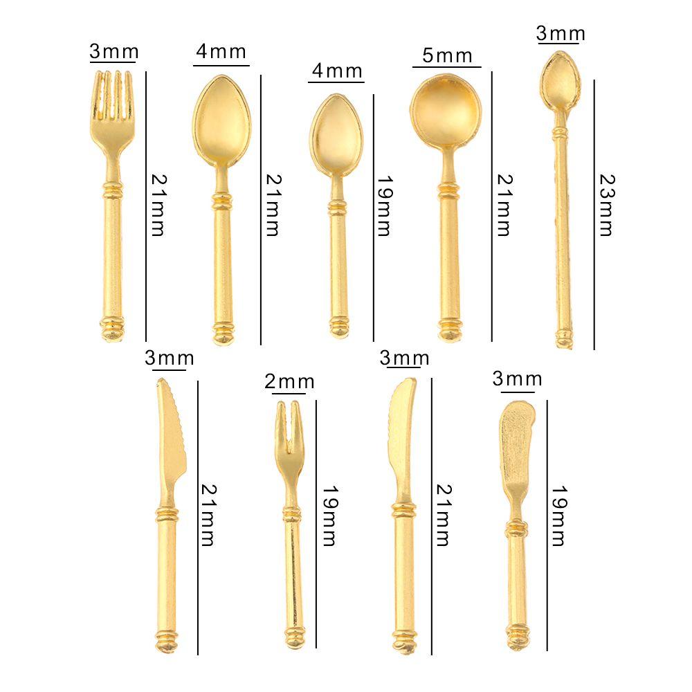 1:6/1:12 Scale Miniature Cookware Doll Accessories Simulation Mini Cutlery Fork Knife Spoon