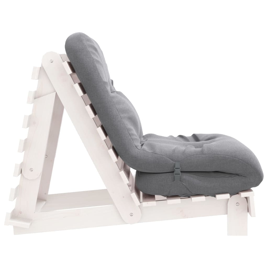 Vidaxl Foldable Futon Sofa, With Mattress, White, 70X206X11 Cm