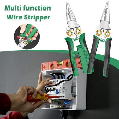 8 In 1 Steel Wire Stripping Needle Nose Pliers Non-slip Multi-function With Wire Electricity Function Stripper Tester K4Z5