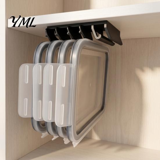 Wall Mounted Lid Holder for Cabinet 5-Slot Organizer, Space Saving Vertical Hanging Storage Rack, 3D Universal Rack Round And Square Lids Print Resin