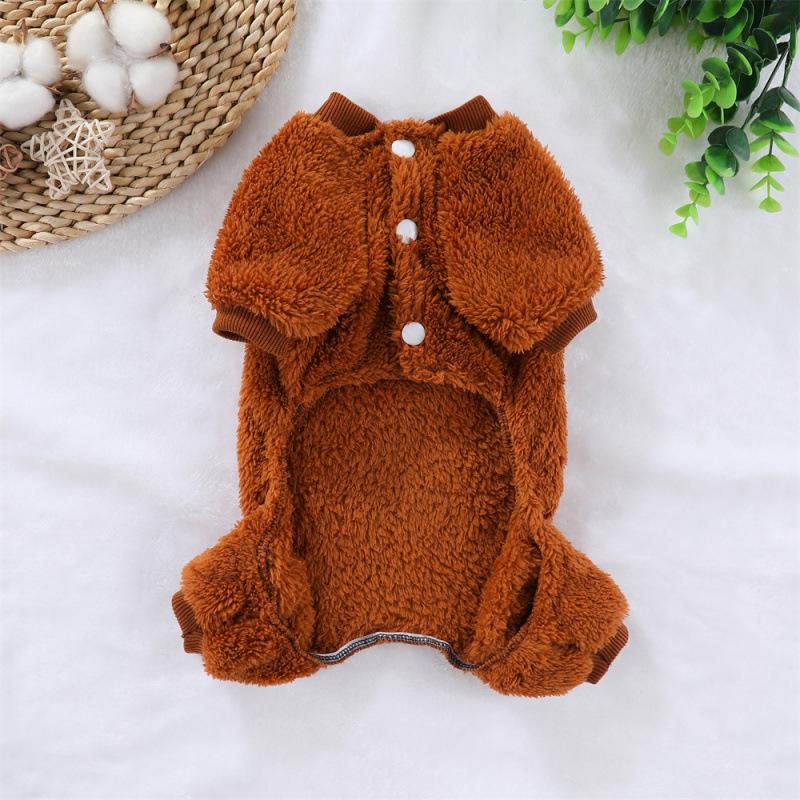 Pet Cozy Double-Sided Fleece Four-Legged Autumn/Winter Outfit for Dogs and Cats - Leash Compatible, No Hood