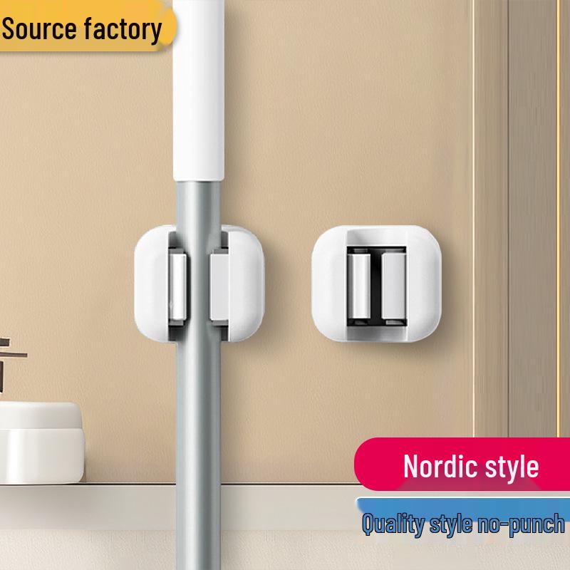 Support mural sans perçage pour serpillière et balai