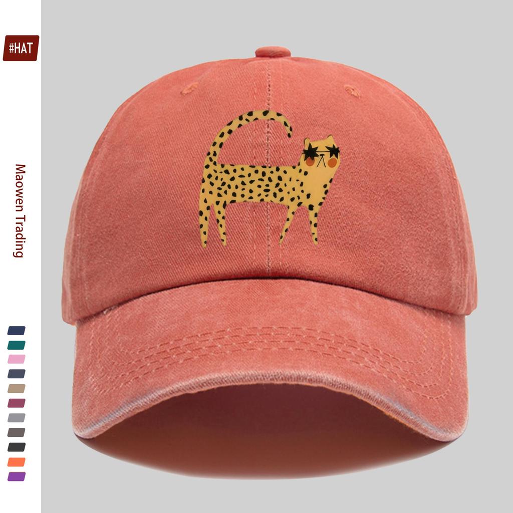 Pc Leopard Print Cute Animal Pattern Baseball Cap Fashionable Design Sun Hat Comfortable Lightweight Trucker Hat Adjustable