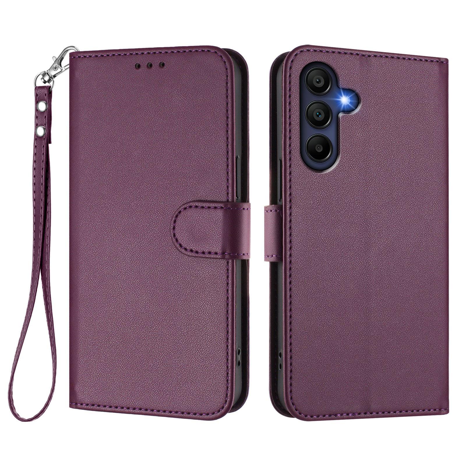 

For Samsung Galaxy A26 5G Leather Case Wallet Stand Phone Cover with Wrist Strap Purple