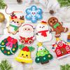9-teiliges DIY Weihnachts-Nähmaterialpaket für Anfänger; einfach zu machende Weihnachtsbaumornamente, darunter Lebkuchenmann, Rentier