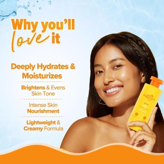 Aqualogica Glow+ Silky Body Lotion for 24-Hour Moisturization with Papaya & Vitamin C- 200 Ml | Hydrates & Nourishes | For Normal To Dry Skin