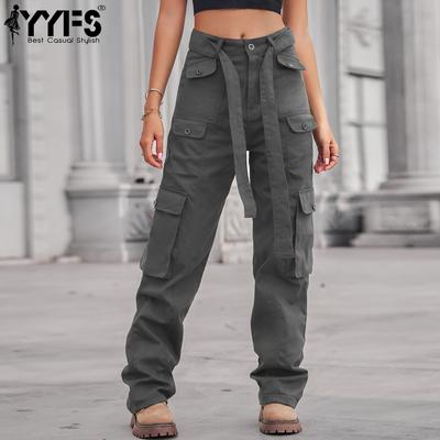 Women's Fashion Denim Casual Solid Color Print Multiple Pockets Trousers Pants & Capris