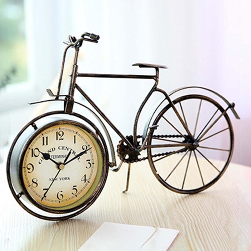 Antique Bicycle Alarm Clock Arabi Numeral Desk Clock Vintage Table Clock Home Office Bedroom Dormitory Decoration